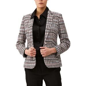 J. PETERMAN Houndstooth Tweed Blazer Multicolored 14